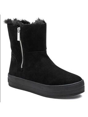 J Slides Henley Platform Booties Black Suede Size 10